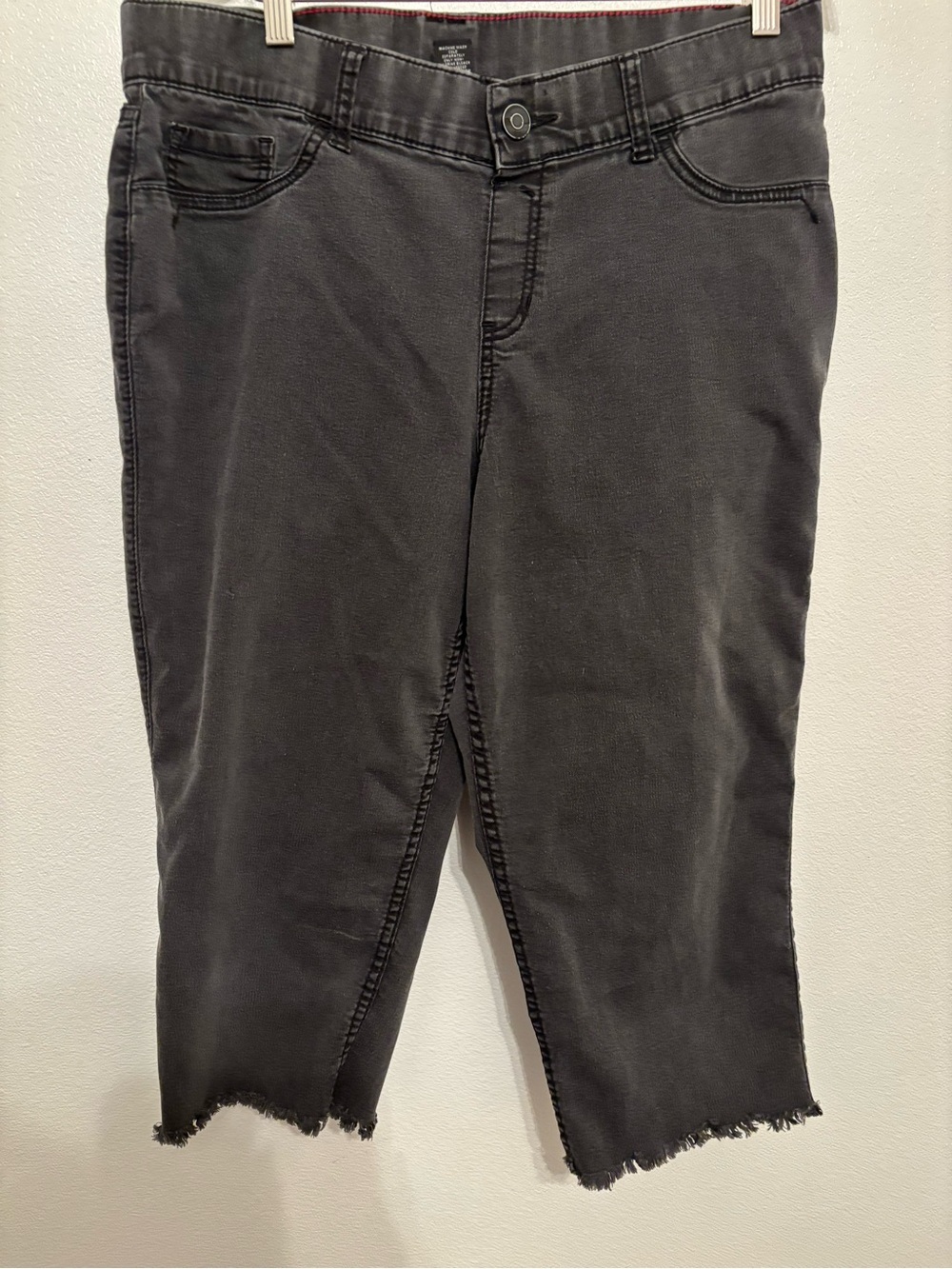 Lane Bryant Women's Black Cropped Frayed Hem Jeans 16